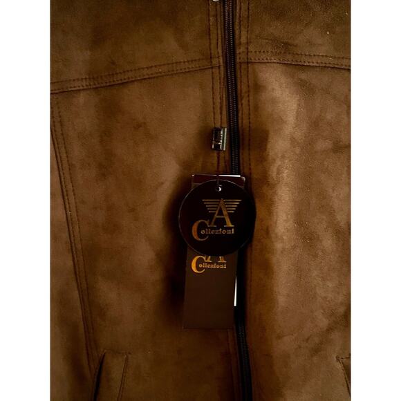 Collezioni Brown Faux Suede Jacket NWT Men’s Medium Made in Italy 17x24x18x25 - Picture 3 of 9